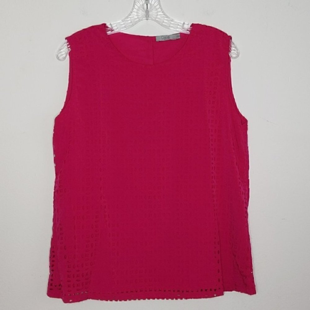 Dalia Pink Laser Cut Tank Top Blouse